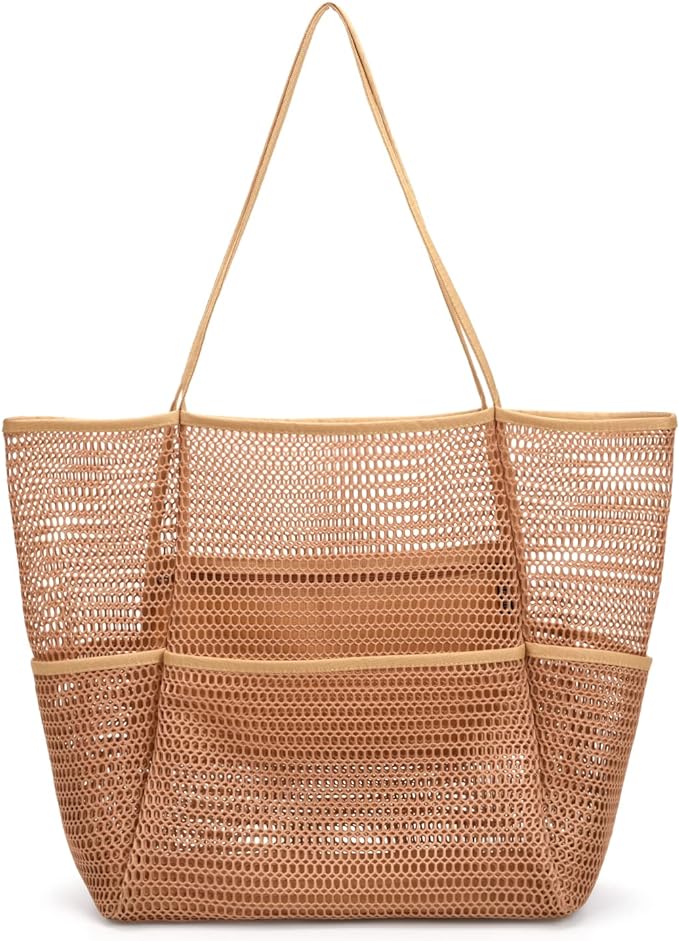 Tainehs Beach Bag - Mesh Tote Bag Beach Vacation Clothes for Women Pool Bag for Travel Pool Family Cruise Essentials 2026
