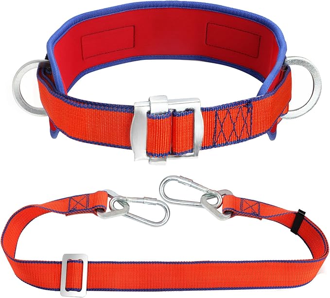 Trsmima Safety Belt with Adjustable Lanyard and Updated Waist Pad - Tree Climbing Belt Harness - Safety Lanyard Fall Prote...