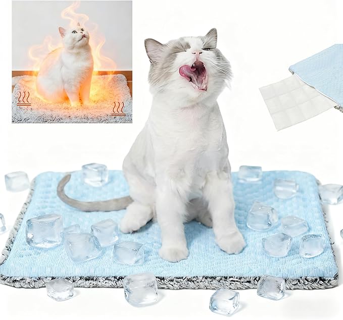 WKWLK Two Uses'Cat Mat,Self Warming&Cooling Cat Mat.18 * 24in-Cooling Cat Pad.Hot/Cold Mat for Pets.Cats self Heating pad....