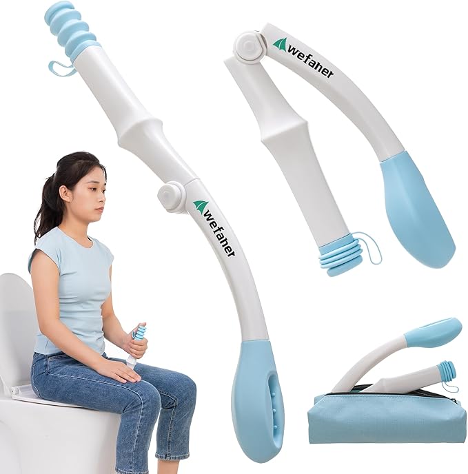 Wefaner Foldable Toilet Aid, 15.6“ Long Comfort Wipe Wand Bottom Buddy Toilet Self Tissue Aids for Toileting, Self Help Wi...