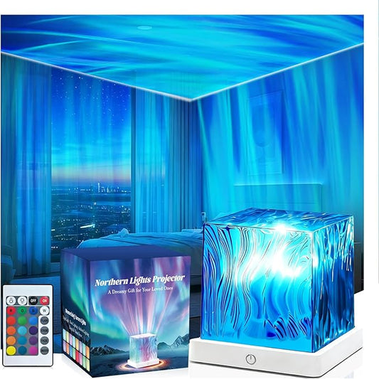 HUMIIEYE Northern Lights Projector, Cube Aurora Galaxy Projector with Remote, 16 Color Mood Lighting Dimmable Ocean Light,...