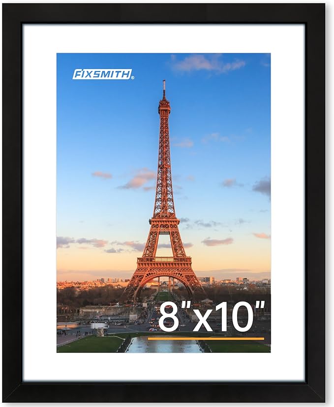FIXSMITH 8x10 Picture Frame 1 Pack, Photo Frame with HD Plexiglass, Display Pictures 5x7 with Mat or 8x10 Without Mat, Pic...