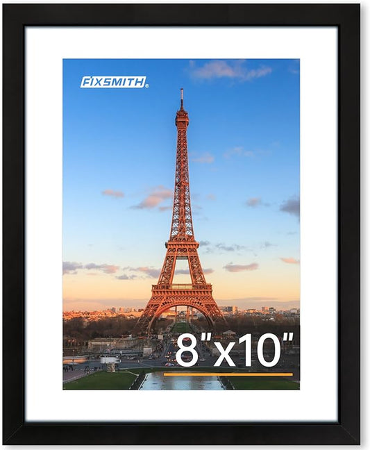 FIXSMITH 8x10 Picture Frame 1 Pack, Photo Frame with HD Plexiglass, Display Pictures 5x7 with Mat or 8x10 Without Mat, Pic...