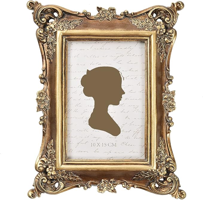 Sunlit Vintage Picture Frame 4x6 Inch, Luxury Antique Photo Frames with Glass Front, Photo Display, Tabletop Wall Hanging,...