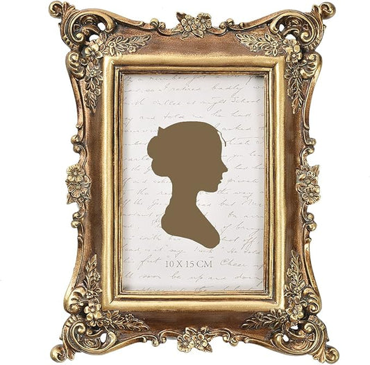 Sunlit Vintage Picture Frame 4x6 Inch, Luxury Antique Photo Frames with Glass Front, Photo Display, Tabletop Wall Hanging,...