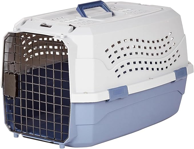 Amazon Basics Sturdy Portable 2-Door Top-Load Hard-Sided Pet Travel Carrier with Secure Ventilation, Handle, Front & Top E...