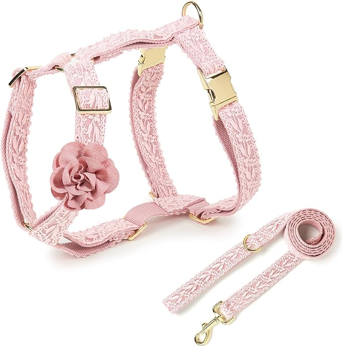 UOSIA Large Dog Harness and Leash Set, Adjustable No Pull Pet Halter Harness with Flower & Metal Buckle, Easy Control for ...