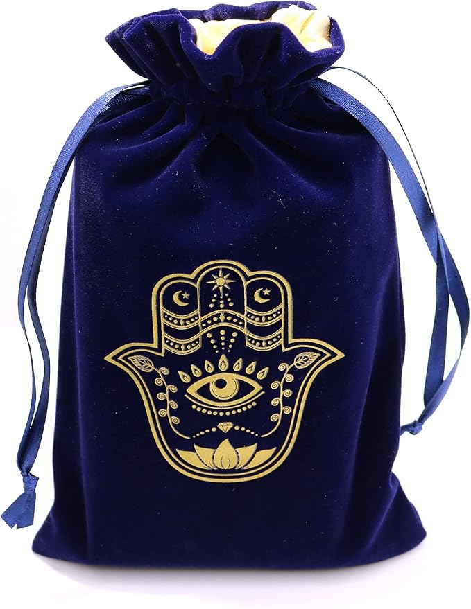 ARTSY CRAFTS 6x9" Hamsa Hand Velvet Jewelry Pouch Gift Bags, Fatima Hand Evil Eye Velvet Drawstring Oracle Tarot Card Rune...