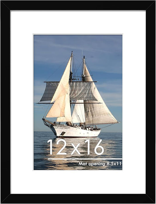 PEALSN 12x16 Picture Frame, Display Pictures 8.5x11 with Mat or 12 x 16 Without Mat for Wall Mounting Display, Photo Frame...