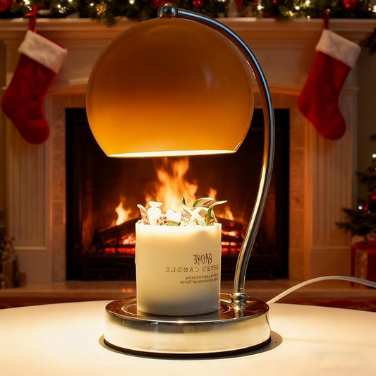 WARMCITY Candle Lamp Warmer, Wide Base Scented Candle Warmer with Timer and Dimmer, Adjustable Candle Melting Lattern, Hom...