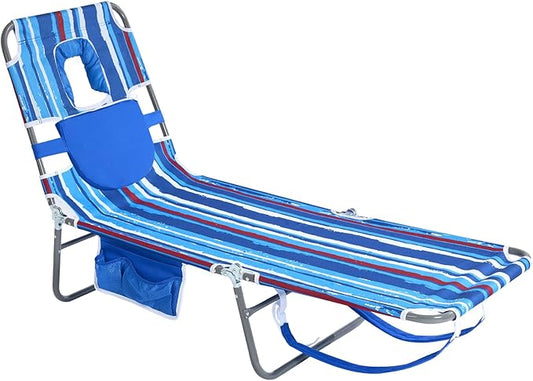 SUNNYFEEL Beach Lounge Chair, Backpack Reclining Beach Chairs Lay Flat, Sun Face Down Tanning Chair, Folding Camping Chair...