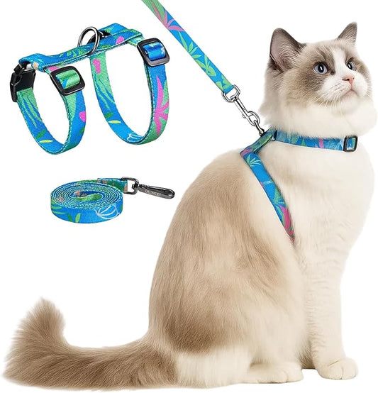 1 Set Cat Harness and Leash, Adjustable Escape Proof Cat Harness, Comfortable Soft Lightweight Design for Daily Walks and ...