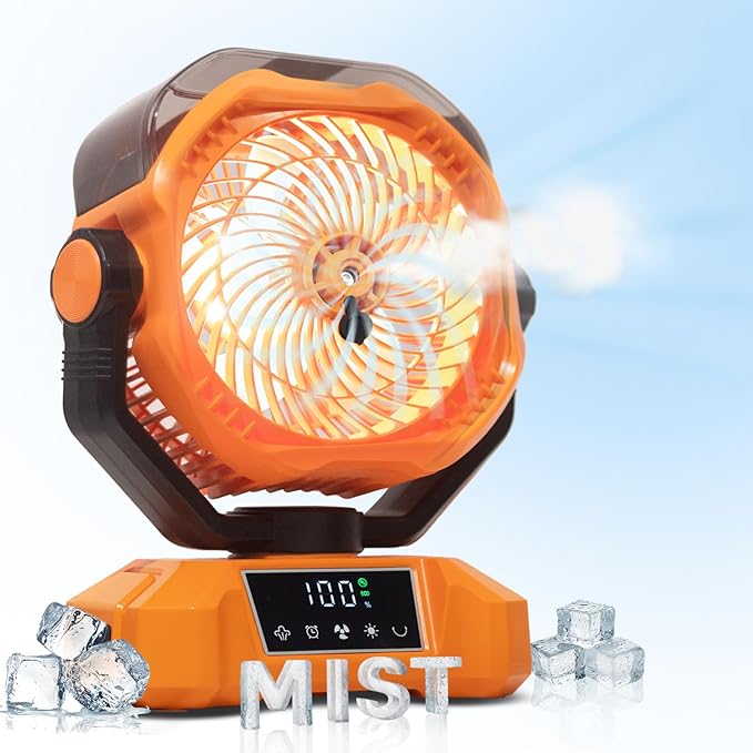 Vellrive Portable Misting Fan - 20000mAh Rechargeable Water Fan for Patios, Camping, Outdoor - 90° Auto Oscillation + 270°...
