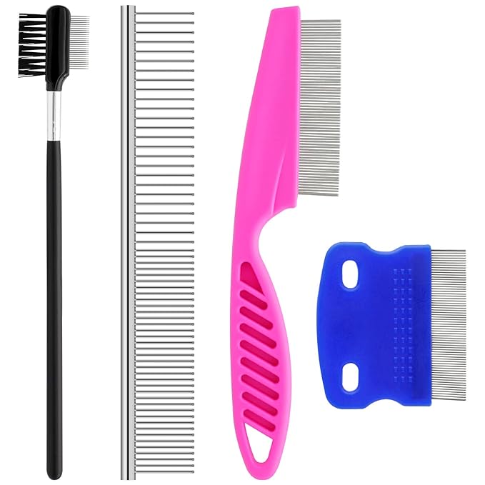 GUBCUB Pets Grooming Comb Kit for Small Dogs Puppies For Tear Stain Remover, 2-in-1 with Round Teeth to Remove Knots Crust...