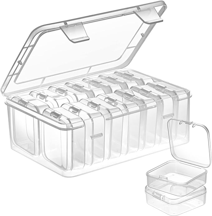 Mathtoxyz Small Bead Organizers, 15 Pieces Plastic Storage Cases Mini Clear Bead Storage Containers Transparent Boxes with...
