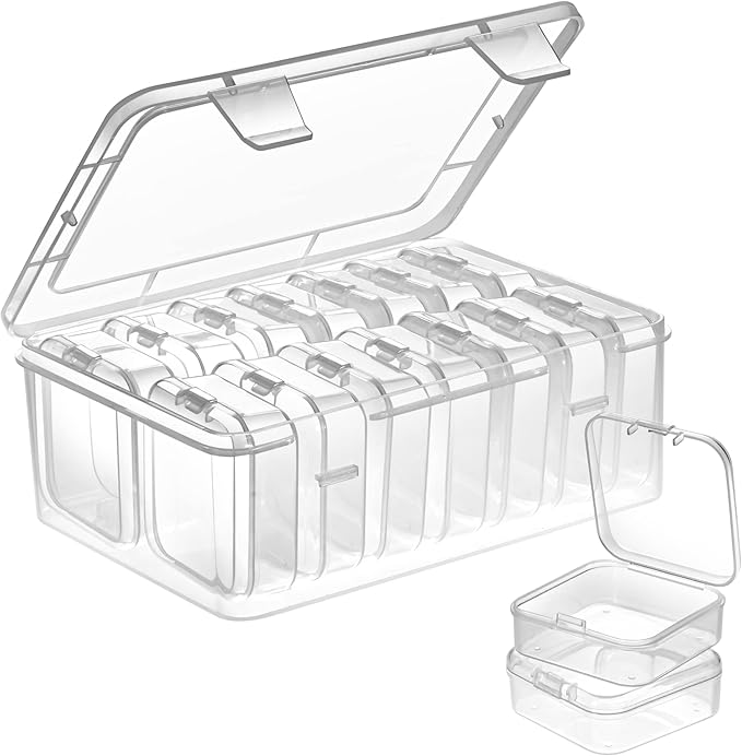 Mathtoxyz Small Bead Organizers, 15 Pieces Plastic Storage Cases Mini Clear Bead Storage Containers Transparent Boxes with...