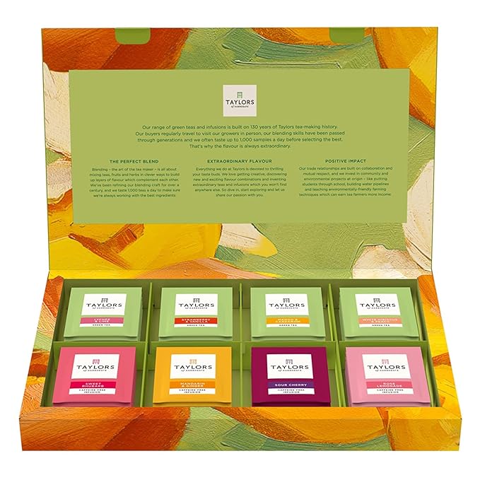 Taylors of Harrogate Assorted Green & Herbal Teas Sampler, Variety Pack Gift Box, Individually Wrapped Bags, 48 Count (Pac...