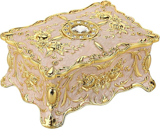Hipiw Vintage Jewelry Organizer Box - Metal Trinket Storage Box Ornate Treasure Chest Box Jewelry Decorative box Keepsake ...
