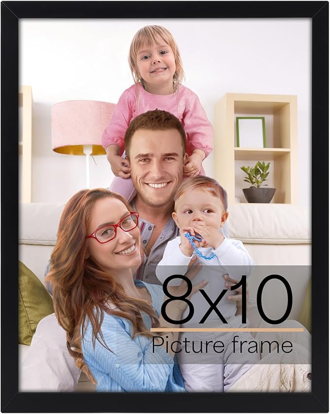 Giftgarden 8x10 Picture Frame Black, 8 by 10 Thin Photo Frame for Wall Tabletop Display, Single