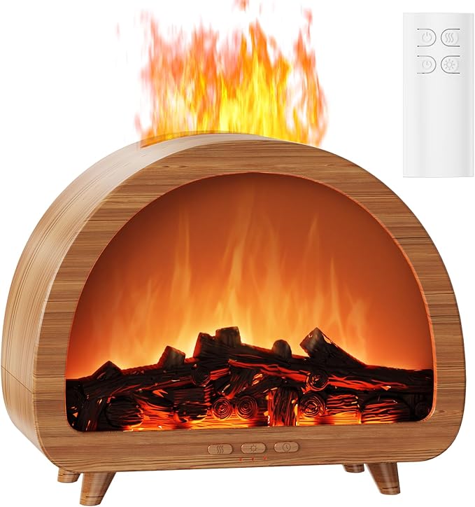 Diffuserlove Fireplace Essential Oil Diffuser Flame Aromatherapy Scent Diffuser Oil Machine Cool Mist Humidifier Colorful ...