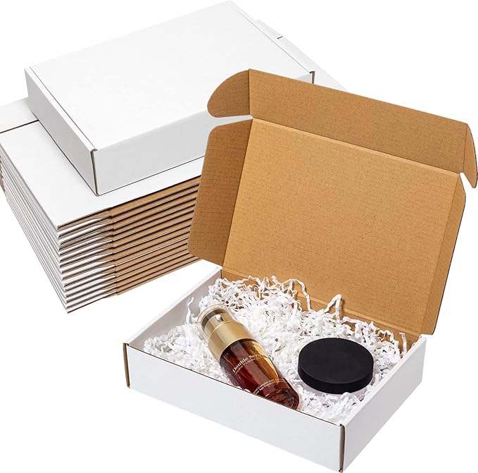 Wowxyz Shipping Boxes 9x6x2" 25 Pack - White Corrugated Cardboard Mailing Box for Small Business - Literature Mailer Packa...