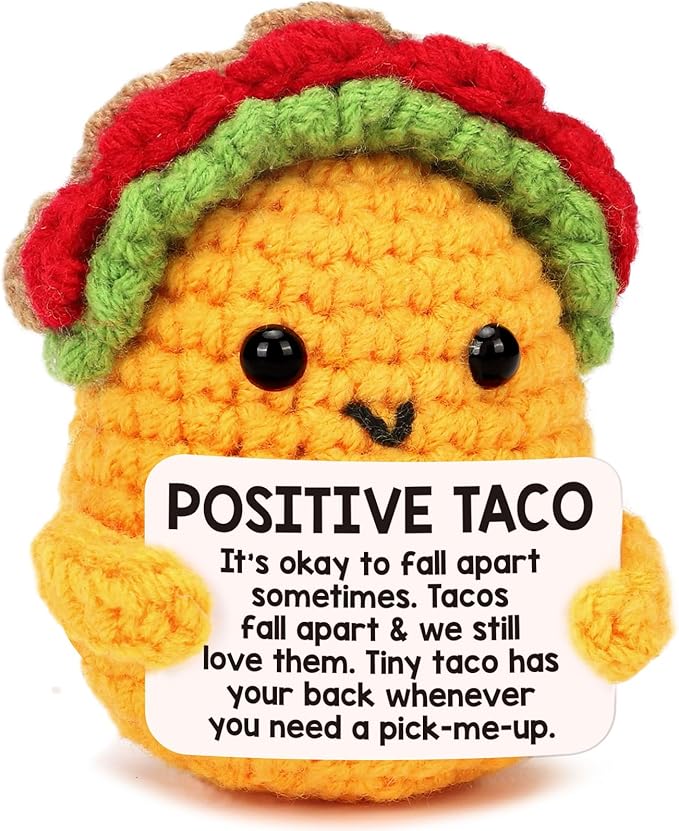 Positive Crochet Taco Birthday Gifts for Women Men Teacher Appreciation Mothers Day Graduation Gift Adult Kids Son Mom Dad...