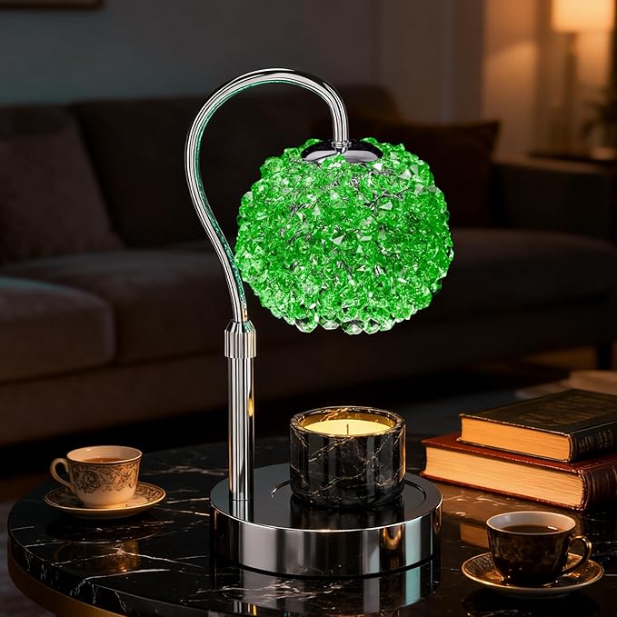 VXUNLIOR Luxury Candle Warmer Lamp with Timer & Dimmable Brightness, Crystal Gemstone Shade & Premium Base - Adjustable Wa...