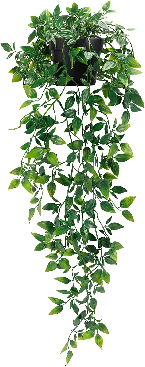 Whonline Fake Hanging Plants, Artificial Small Potted Plants for Indoor Outdoor Aesthetic Office Living Room Shelf Decor (...