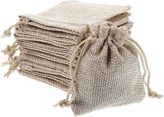 QfwdfcTrenz 20pcs Small Burlap Gift Bags, 2.7 X 3.5 Inch Linen Brown Small Burlap Bags With Drawstring Small Gift Pouches ...