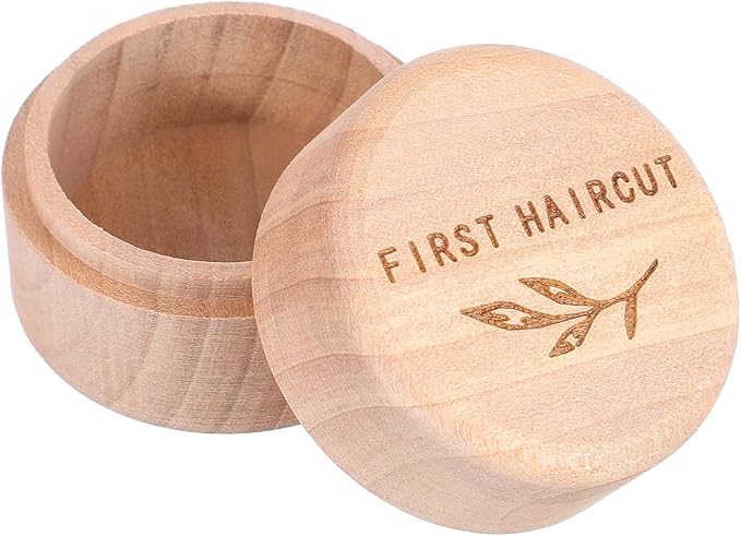 Hpmjz Memorial Box Engraved Wooden Round Newborn Wood Case Baby Keepsake Tooth Box Fetal Hair Memorial Storage Container C...