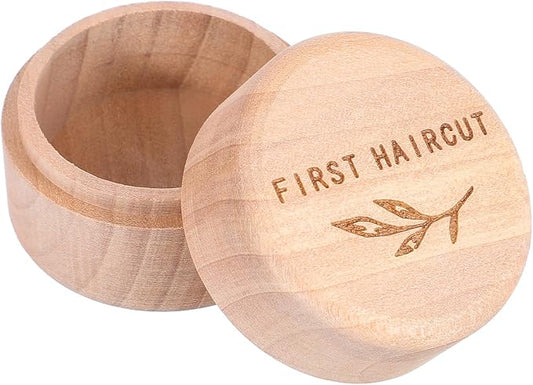 Hpmjz Memorial Box Engraved Wooden Round Newborn Wood Case Baby Keepsake Tooth Box Fetal Hair Memorial Storage Container C...