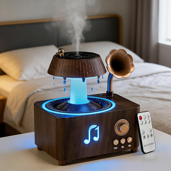 Morbou Raindrop Aroma Diffuser Room Humidifier with White Noise, 7-Color Air Mist Essential Oil Diffuser Sleep Sounds Arom...