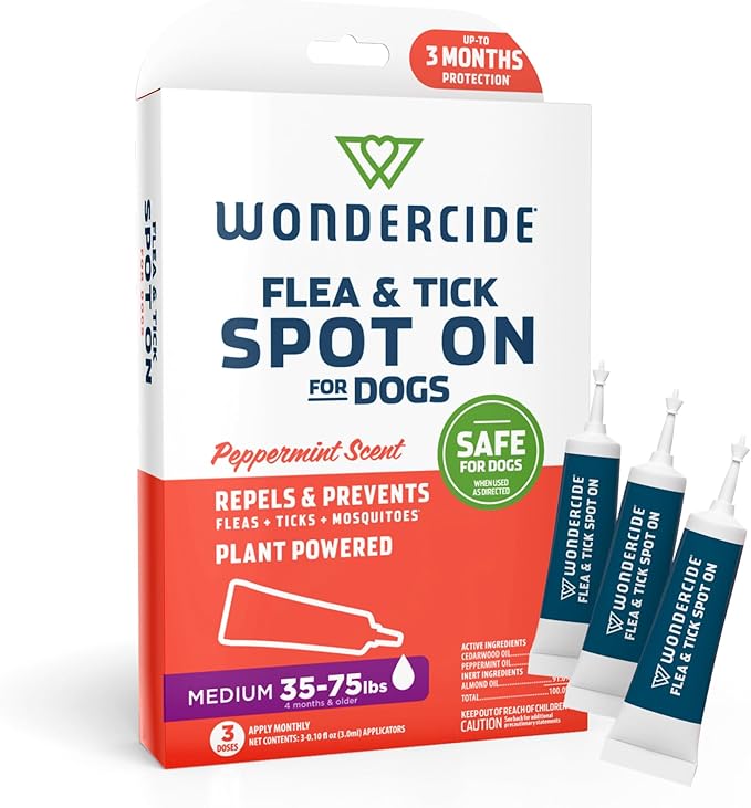 Wondercide - Flea & Tick Dog Spot On - Flea, Tick, and Mosquito Repellent, Prevention for Dogs with Natural Essential Oils...