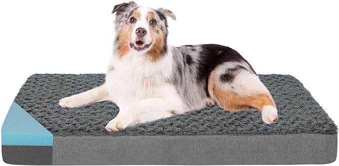 GOHOO PET Orthopedic Memory Foam Bed for Large Dogs, Waterproof Cooling Pet Mats for Crate with Removable Washable Cover,I...