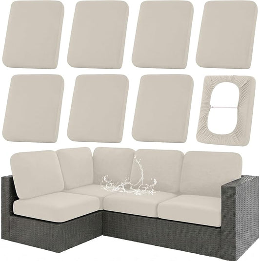 hyha Waterproof Outdoor Cushion Covers for Patio Furniture, Stretch Patio Chair Cushion Slipcovers, Coated UV Resistant Re...