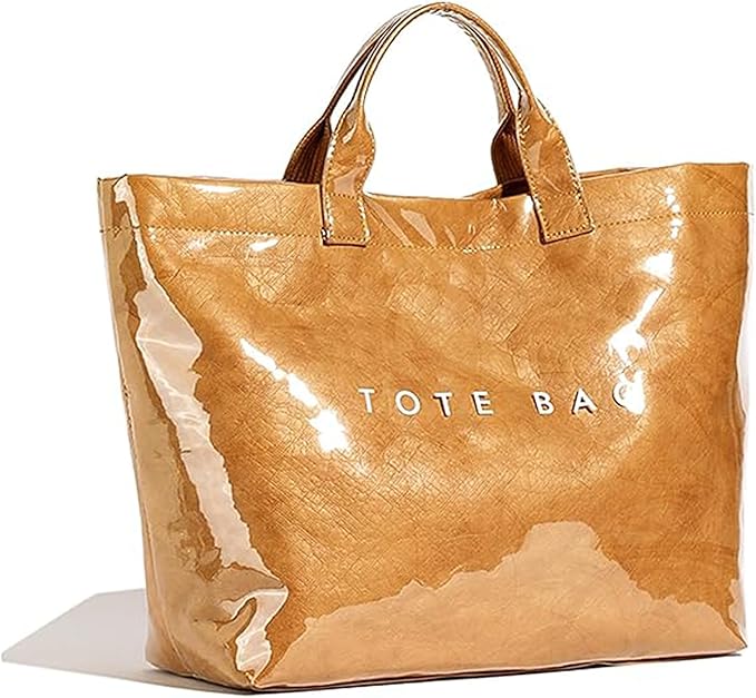 BBIQI PVC Tote Bag for Women Waterproof Plastic Summer Tote Letter Print Hobo Handbag for Beach, Pool, Picnic, Travel & Gift