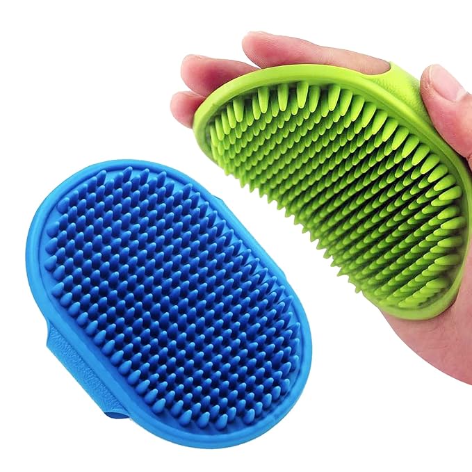Dog Grooming Brush, Lilpep Pet Shampoo Bath Brush Soothing Massage Rubber Comb with Adjustable Ring Handle for Long Short ...