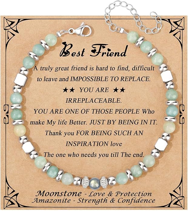 JoycuFF 𝗚𝗶𝗳𝘁𝘀 𝗳𝗼𝗿 𝗪𝗼𝗺𝗲𝗻 𝗠𝗼𝗼𝗻𝘀𝘁𝗼𝗻𝗲 𝗕𝗿𝗮𝗰𝗲𝗹𝗲𝘁 Amazonite Colorful Imperial Jasper Stainless Stee...