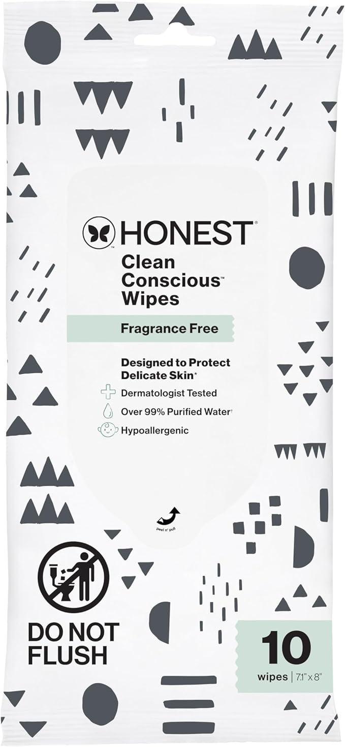 The Honest Company Hypoallergenic Multi-Use Baby Wipes for Sensitive Baby Skin, Pattern Play, 10 Count