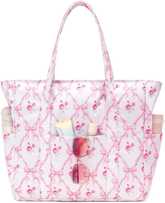 Octsky Large Beach Bags for Women - Waterproof Sandproof Beach Tote with Dual Zipper and Wet Pocket - 3 Outside Pockets