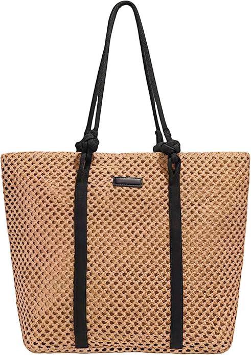 Straw Bags For Women, Crochet Beach Bag Large Woven Shoulder Purse Handbag, Beach Tote Straw Bag for Summer Vacation