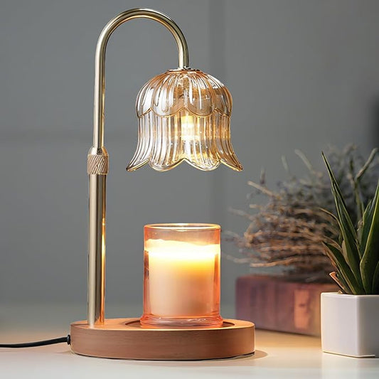 Candle Warmer Lamp with Timer: Adjustable Dimmable Height Adjustable Warming - Flower Shape Wax Lamp Jar Candles No Flame ...