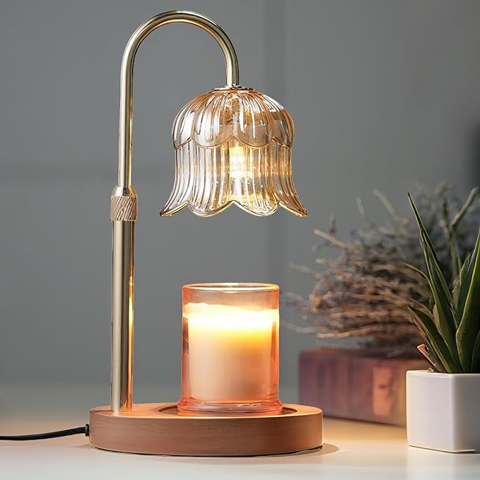 Candle Warmer Lamp with Timer: Adjustable Dimmable Height Adjustable Warming - Flower Shape Wax Lamp Jar Candles No Flame ...