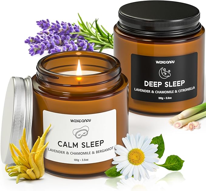 Waxcanpy Scented Candle Gift Set, Soy Candles for Women, Sleep Candles for Home Scented, 2 Pack Aromatherapy Candle for Re...