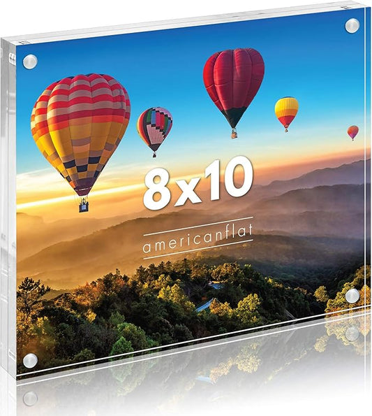 Americanflat 8x10 Acrylic Picture Frame - Double Sided Frames with Magnetic Corners - Transparent Acrylic Frames for Desk ...