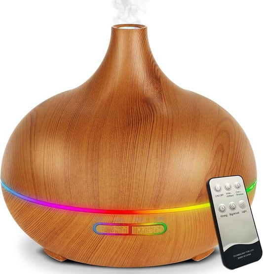 Aroma Diffuser for Essential Oils，550ml Aromatherapy Diffuser Ultrasonic Cool Mist Humidifier for Home with 7 Light Color...