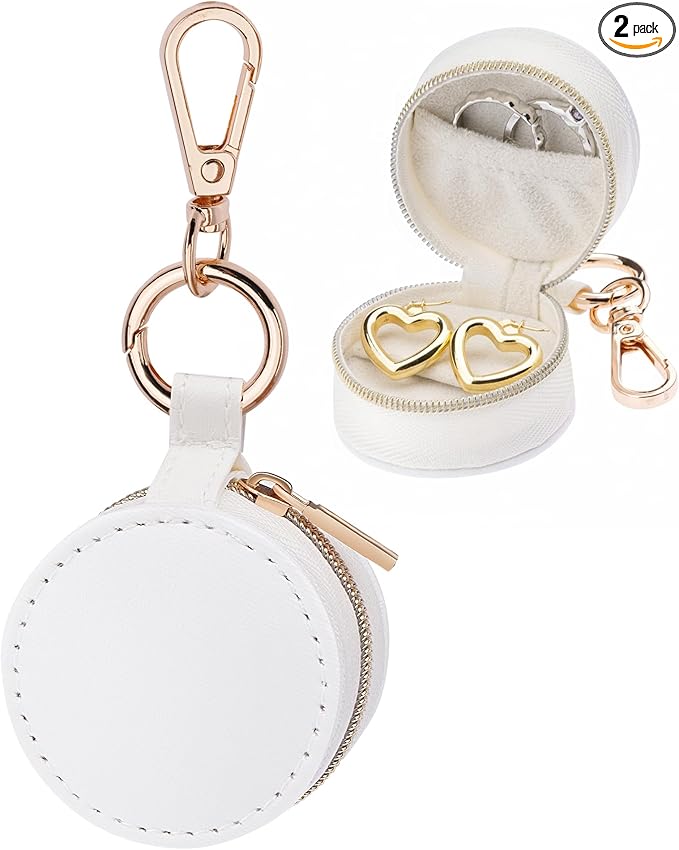 Hmxpls Portable Ring Holder Keychain, Mini Sports Jewelry Holder Box, Small Travel Ring Earring Stud Necklace Storage Case...