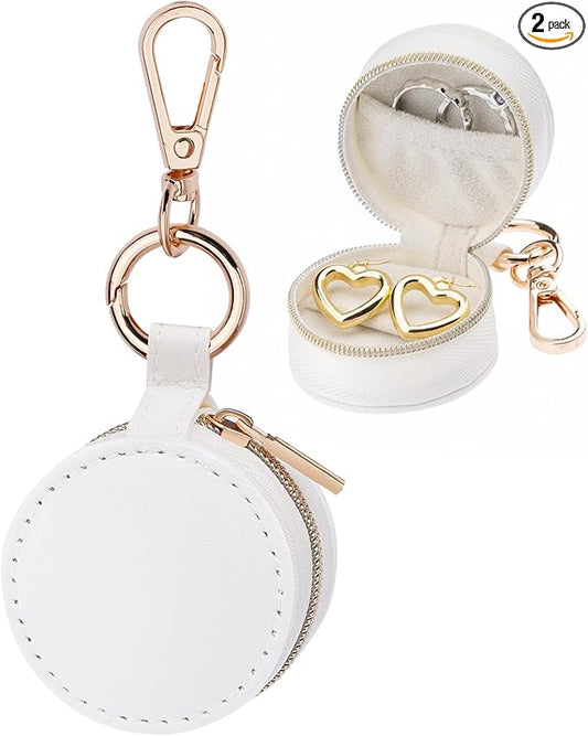 Hmxpls Portable Ring Holder Keychain, Mini Sports Jewelry Holder Box, Small Travel Ring Earring Stud Necklace Storage Case...
