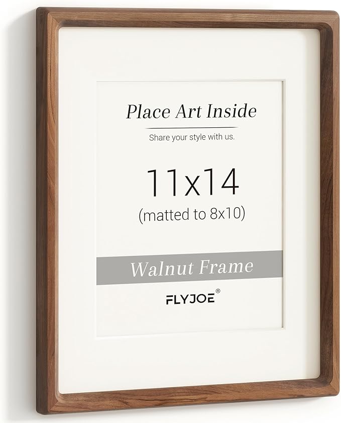 11x14 Picture Frame, USA-Sourced Natural Walnut Wood Photo Frame with Tempered Glass, Handcrafted Rounded Corner 11 x 14 W...