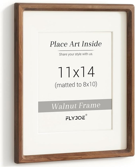 11x14 Picture Frame, USA-Sourced Natural Walnut Wood Photo Frame with Tempered Glass, Handcrafted Rounded Corner 11 x 14 W...